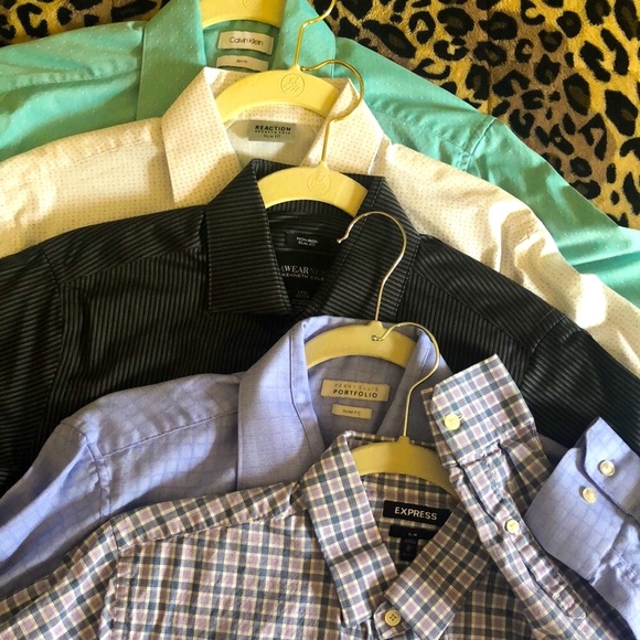 Kenneth Cole Reaction Other - Men’s five piece bundle long sleeve slim fit longsleeve dress shirt
